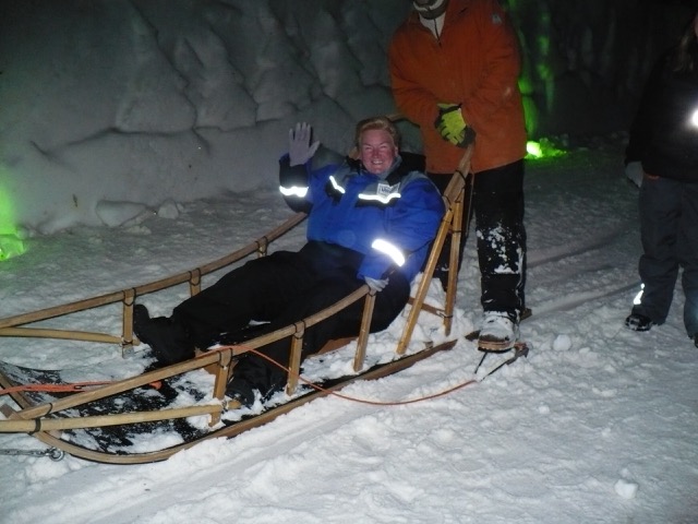 Lauri on the dog sled