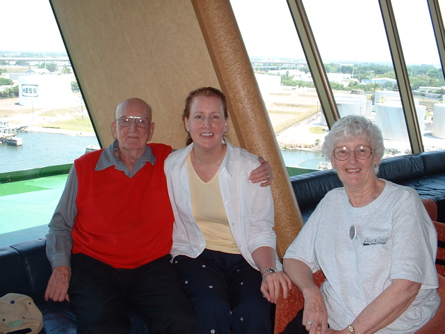 Dad, Jill and Mom in the Crow's Nest lounge