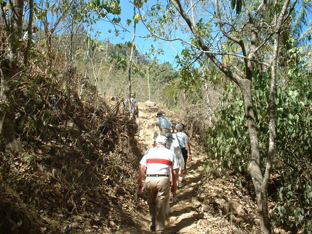 climbing up the path